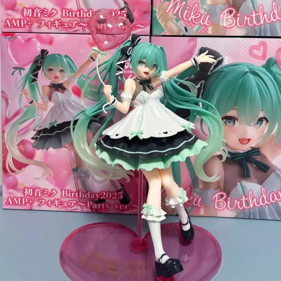 Nuovo in Stock: Hatsune Miku Edizione Compleanno 2025 Party Ver. Statuetta AMP+ 21cm in PVC, Modellino Anime da Collezione, Regalo