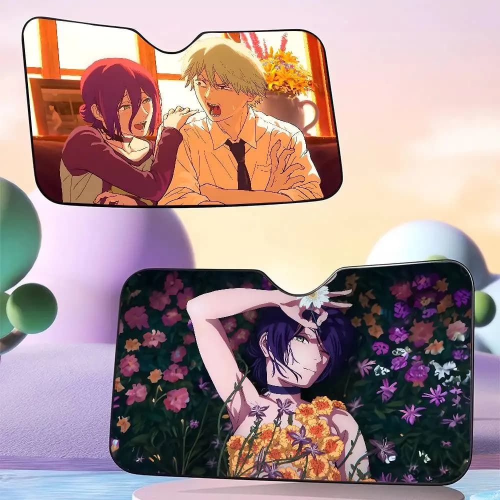 Popolare Anime Chainsaw Man Reze Arc Finestra anteriore Parasole Nero Protezione UV Panno oscurante Parabrezza Visiera Tenda automatica