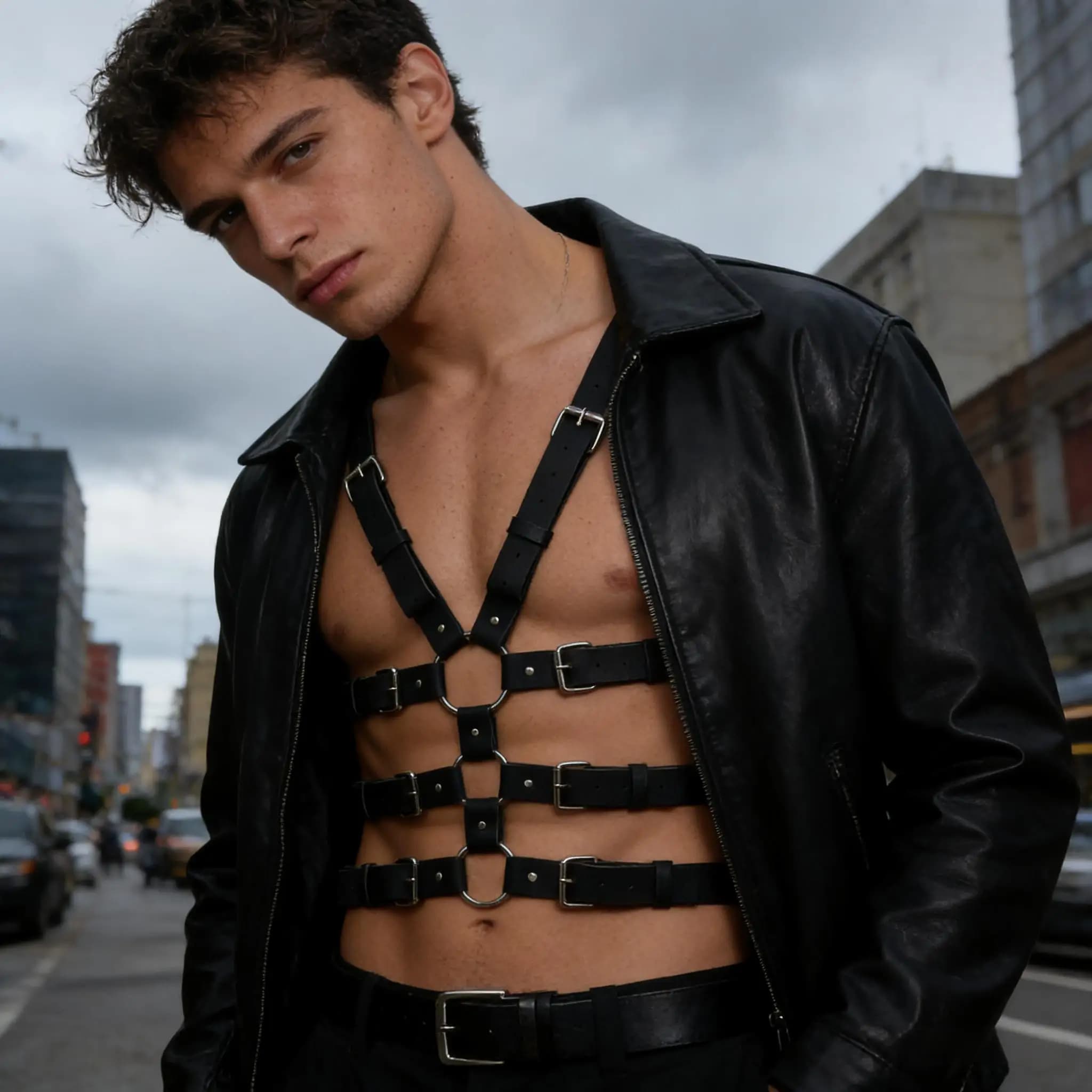 Cintura Imbracatura da Uomo in Pelle PU, Costume con Fibbia Regolabile per il Petto, Abbigliamento e Accessori