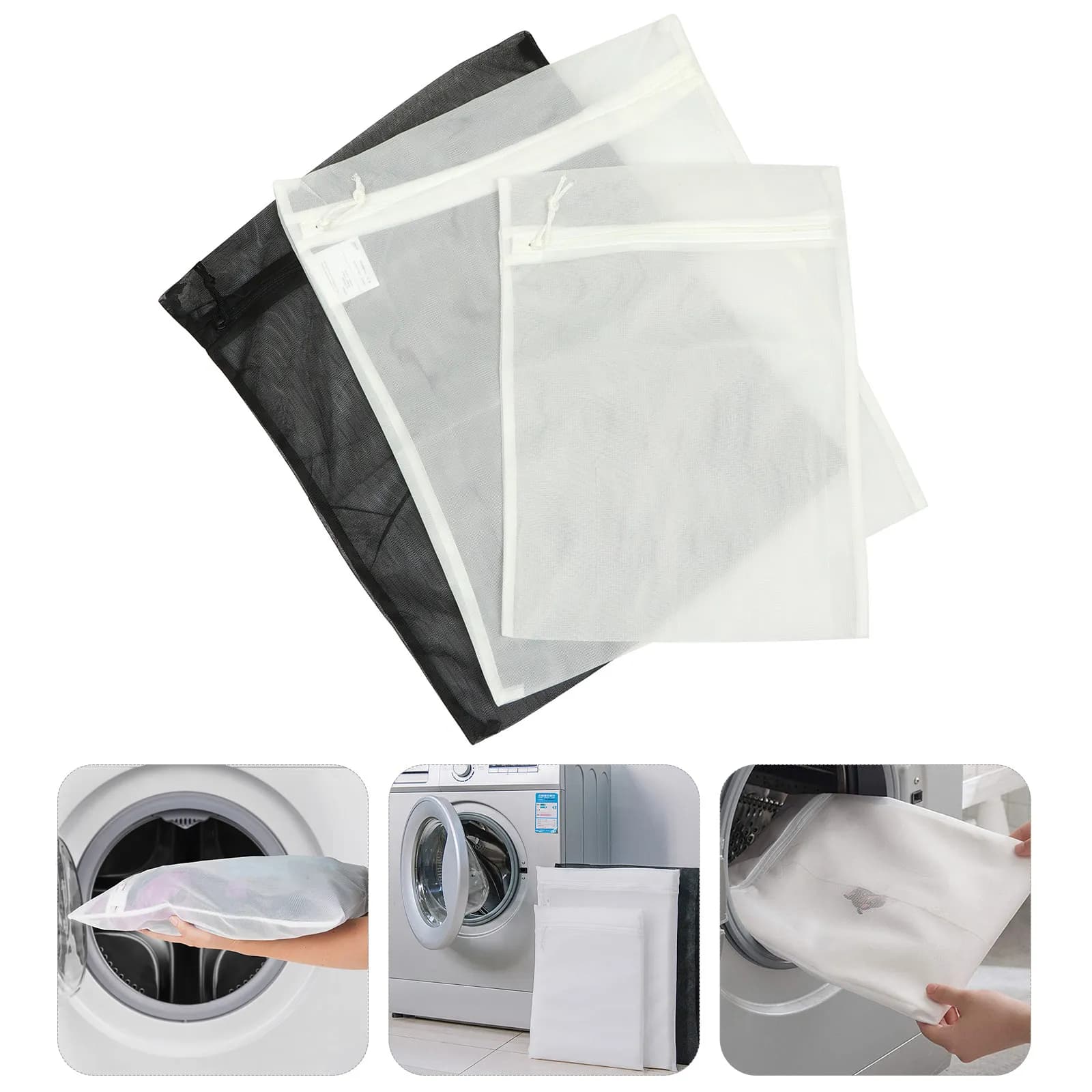 Set of 3 Large Bags for Laundry, Large Mesh Bags for Clothes, Underwear, Bras, Sweaters, Cushions, Baby Parts, Washing Machine