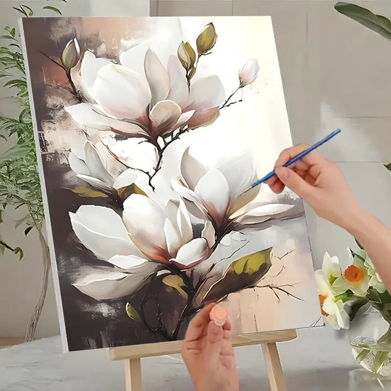 Professional Art Use, a Adult Digital Painting Kit Suitable for Beginners - Includes Acrylic Paints, Canvas, 3 Brushes, And an I