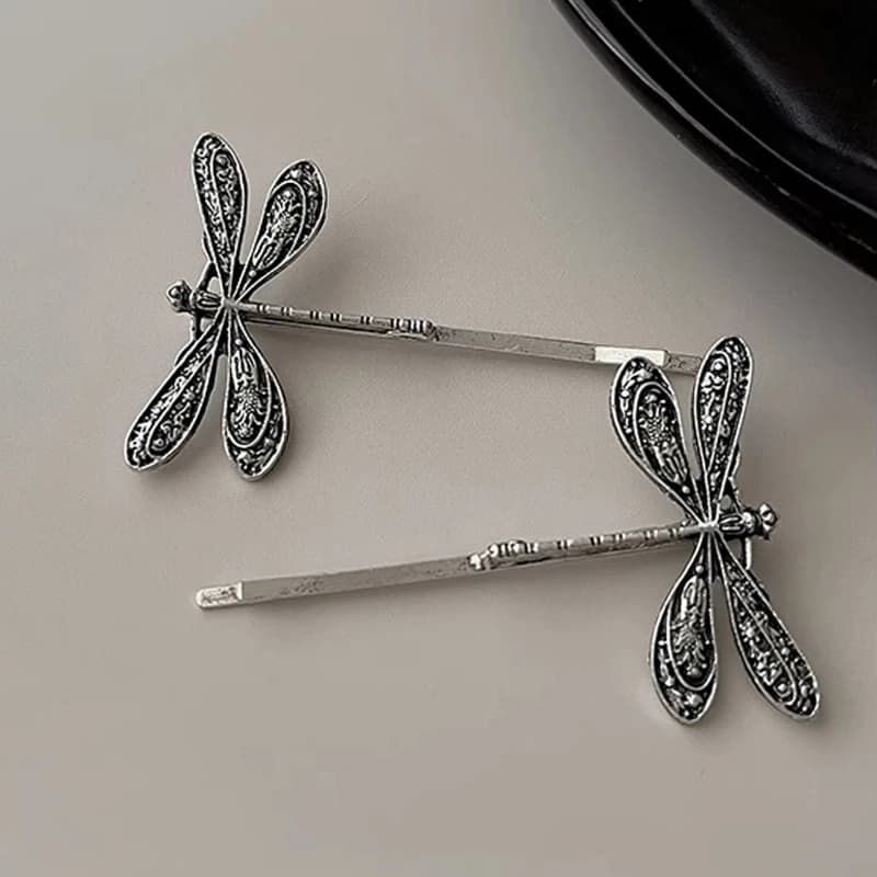 2Pcs/Set Fashion Vintage Dragonfly Barrettes Hairpin Hair Clips for Women Female Headwear Bangs Side Hair Accessories