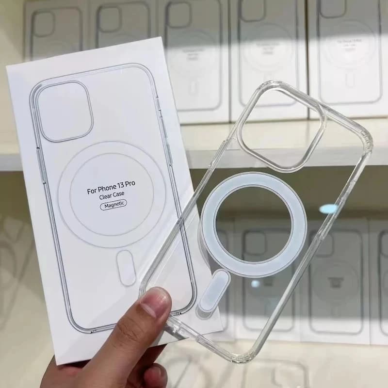 Original hard crystal magnetic case for iPhone 13 12 11 14 15 16Pro Max XSMAX XR SE 7 8Plus for Magsafe wireless charging cover