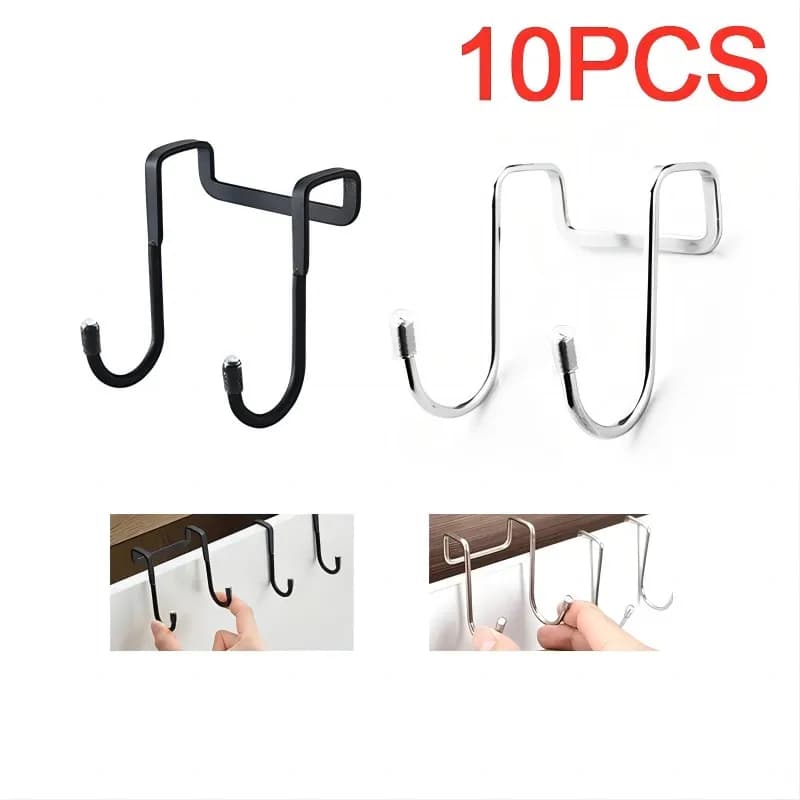 304 Stainless Steel Hook Free Punching Double S Shape Hook Kitchen Bathroom Cabinet Type Silvered Clothes Hanger