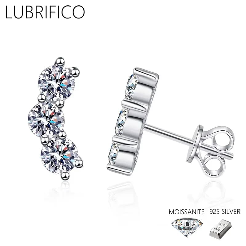 Orecchini a bottone a forma di arco Moissanite da 1,2 ct Orecchini in argento sterling 925 con diamanti da laboratorio per le donne Gioielleria raffinata da sposa