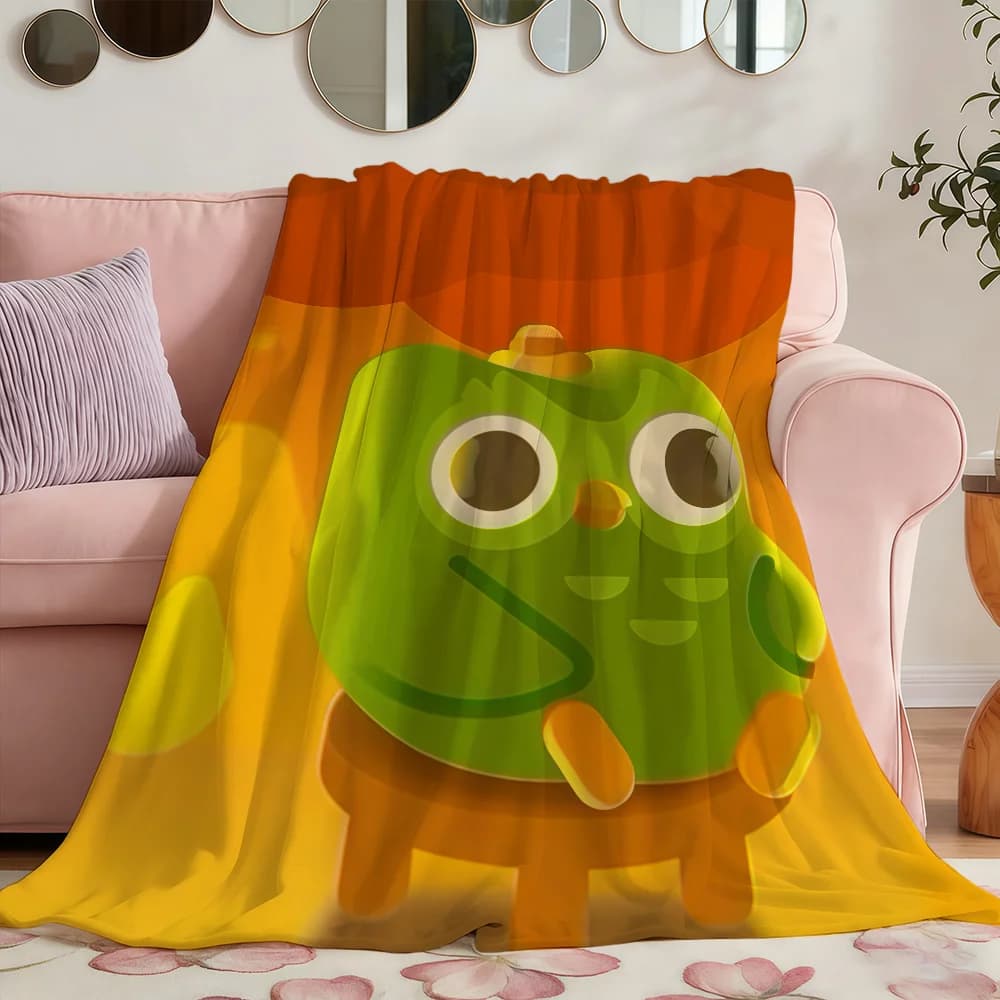 D-DuolingoS-ES Cute Funny Blanket Soft Warm Furry Throw Super Kids Toys Bed Sofa Car Cradle