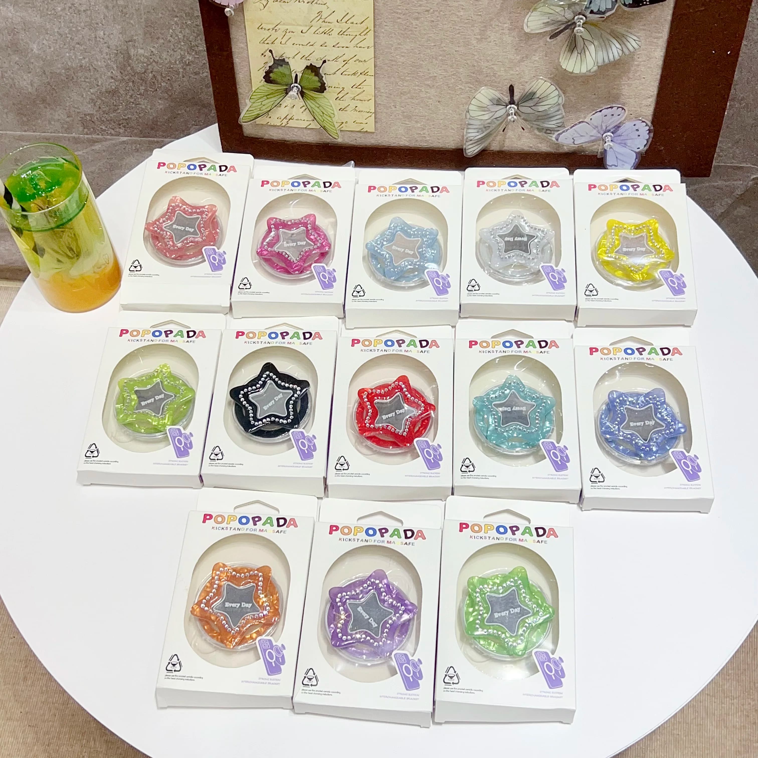 Coreano Y2K Simpatico cartone animato superficie a specchio Stella Supporto magnetico Grip Tok Griptok Supporto per telefono Supporto Magsafe Smart Tok