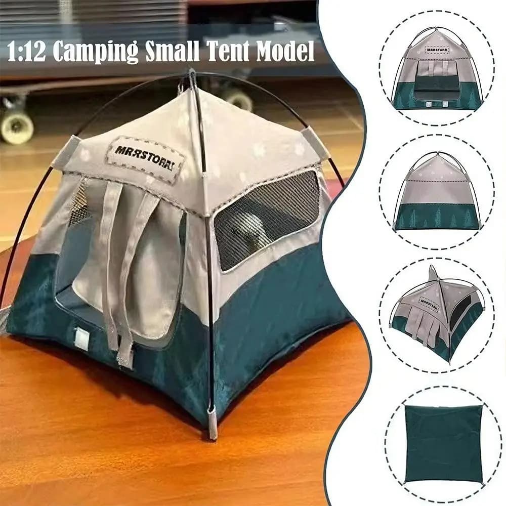 Modello giocattolo Tenda da campeggio in scala 1:12 Modello in tessuto Oxford Mini tenda per bambole in miniatura Casa delle bambole simulata Ornamento per casa delle bambole in miniatura