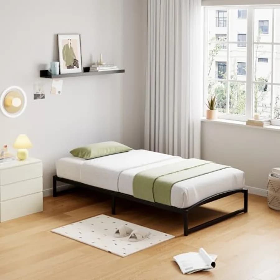 Struttura letto in metallo con design ad arco, base robusta con doghe di supporto, fondazione per materasso resistente, facile da montare