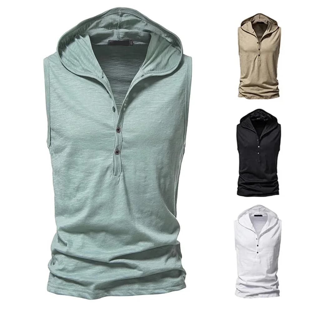 Abbigliamento da palestra da uomo in cotone Canotta da uomo causale basic con cappuccio Canotta senza maniche con cappuccio Felpa Abbigliamento sportivo da fitness Top da uomo