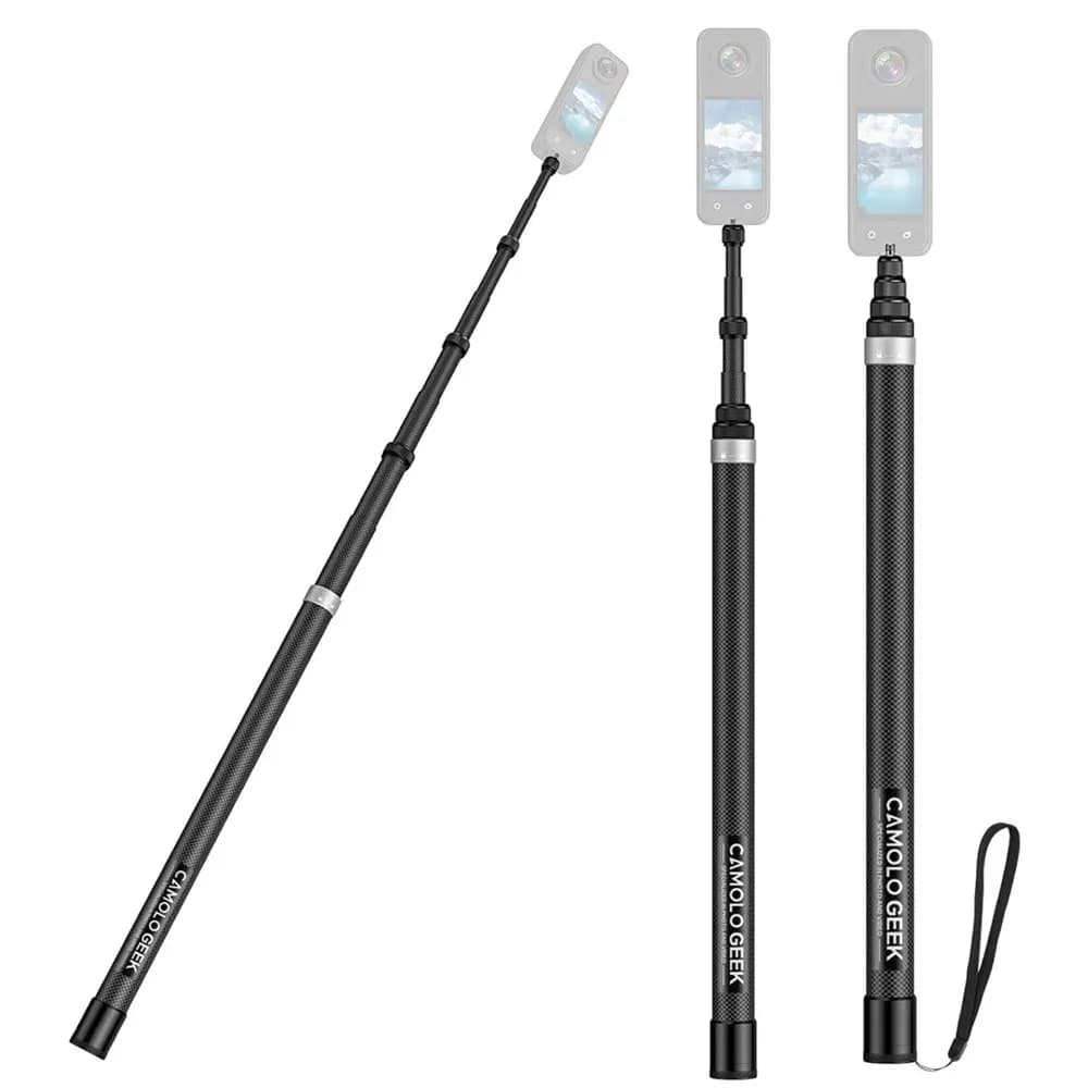 CAMOLO 3.0m Invisible Selfie Stick Carbon Fiber 9.8ft Extended Super Long Pole for Insta360 X4 X3 ONE X2 R X GO 3S 3 2 Action