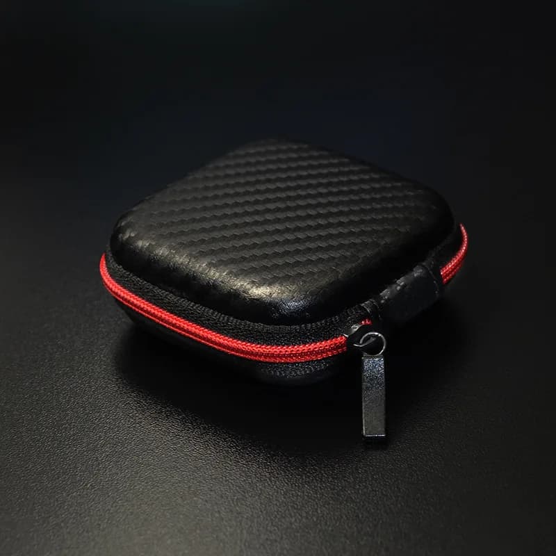 Custodia per auricolari KZ in fibra di carbonio e pelle PU, antiurto, piccola e portatile, per auricolari wireless e accessori digitali