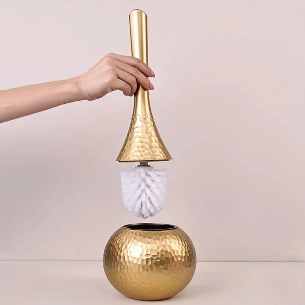 Hot Golden High-end Cleaning Brush with Base Holder Non-Scratch Toilet Brush Long Handle Household Bathroom Brush