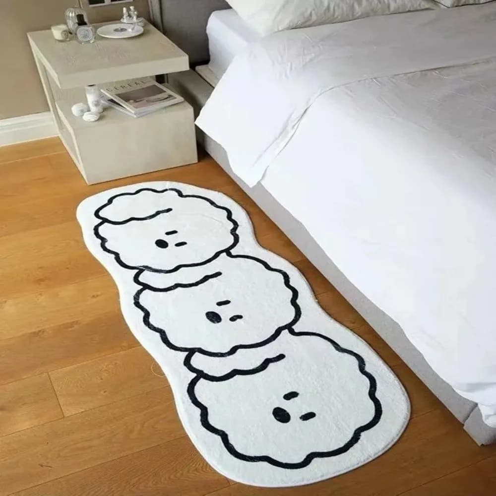 VIKAMA Adorabile cane bianco con contorno nero Camera da letto Soggiorno Tappeto Impermeabile antiscivolo Resistente alle macchie Decorazioni per la casa