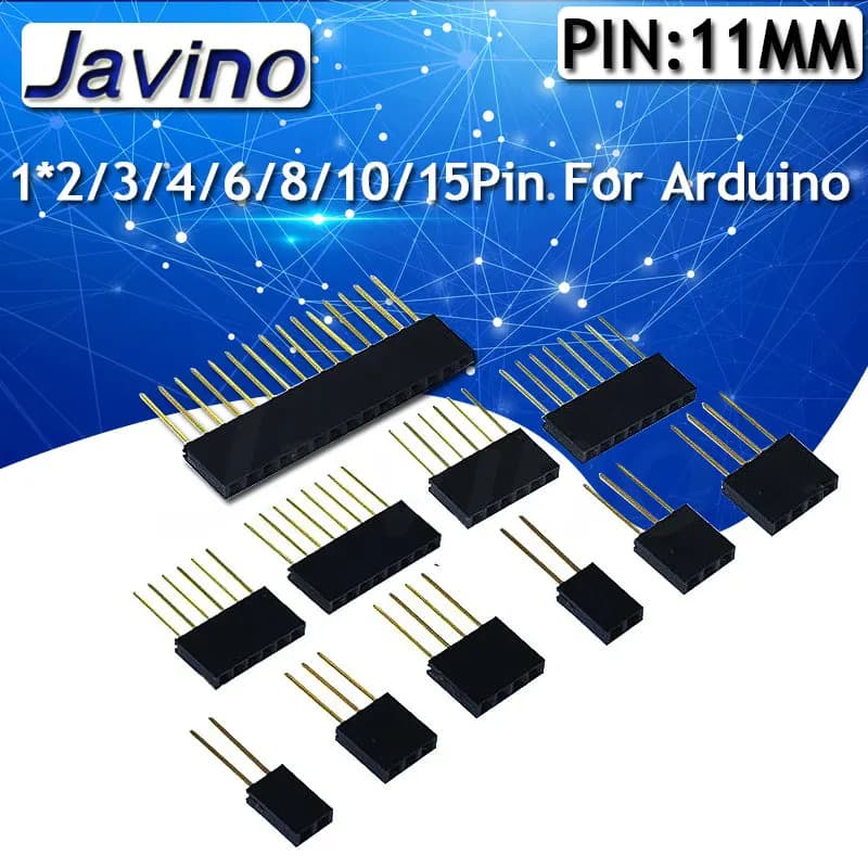 10 PZ 2.54mm Single Fila Female Pin Lungs 11mm Breakaway PCB Board Pin Header Connector 1*2/3/4/6/8/10/15Pin For Arduino
