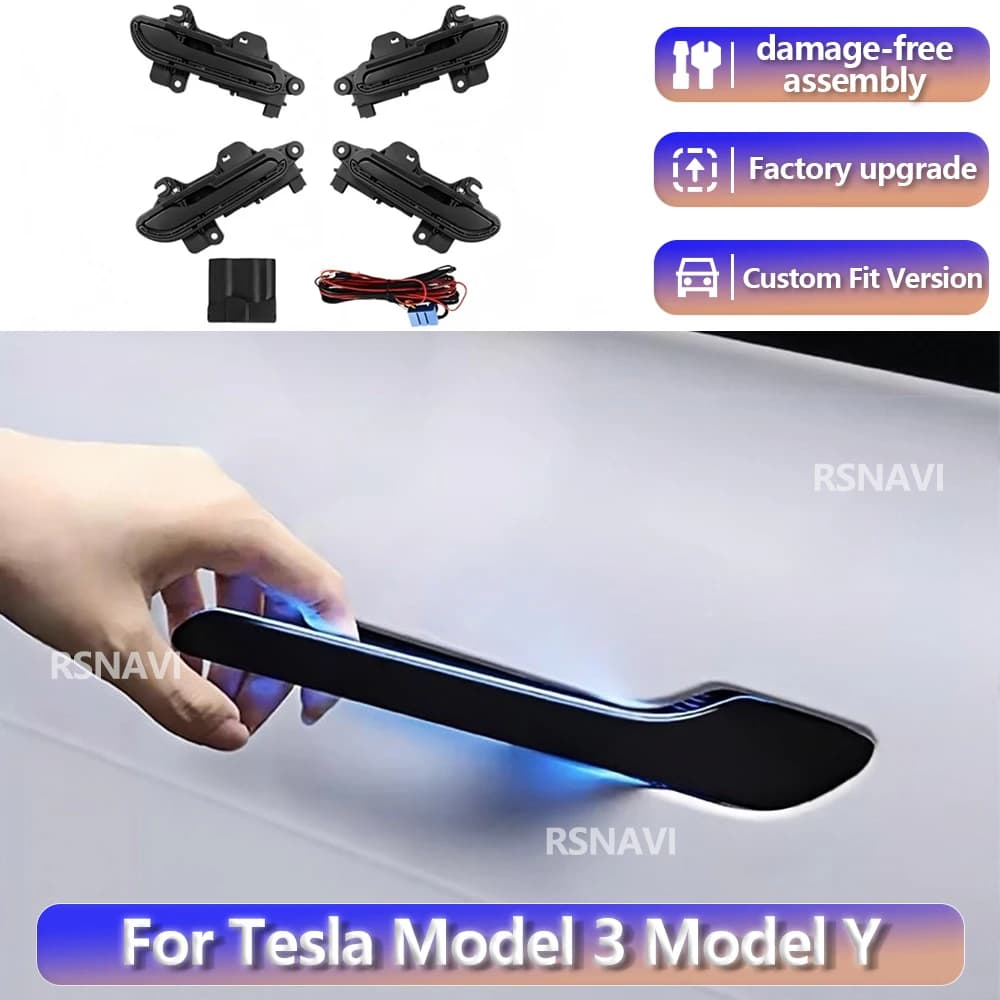 RGB color streamer Plug and play For Tesla Model 3 Y Highland Eletric Multi-LED Handbar OTA Waterproof Door Handles Car
