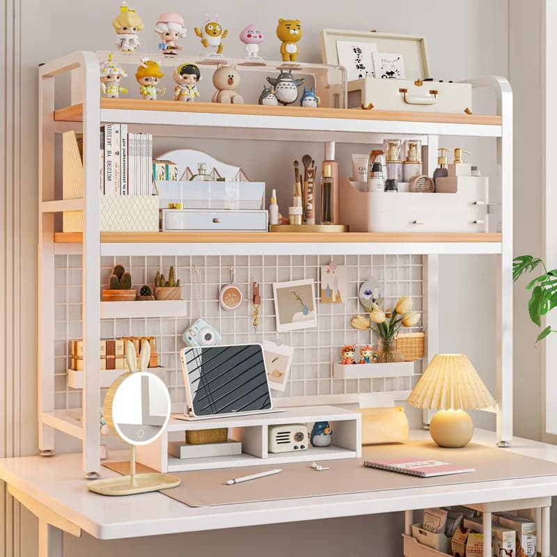 Libreria Tavolo da gioco Griglia Scaffale da tavolo Scaffale in ferro battuto multistrato Tavolo da scrivania per computer per studenti Scaffali in legno