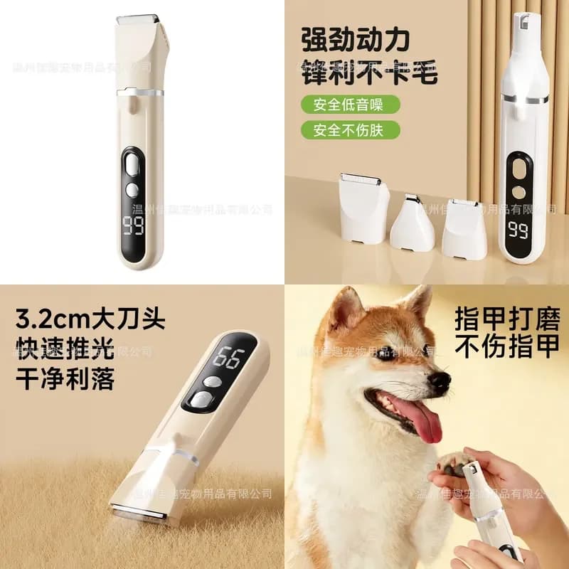 Electric Pet Grooming Kit with Light Dog Cat Nail Grinder Shaver Trimmer Multi Function Tool for Home Use