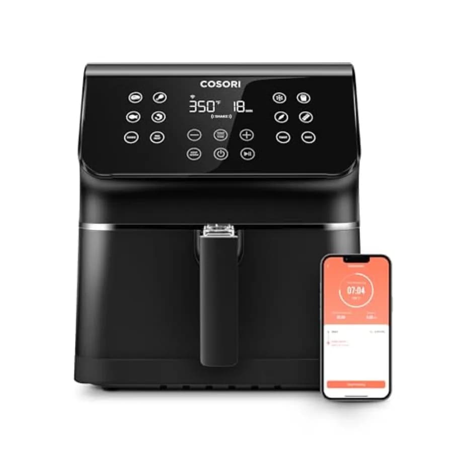 Smart Pro 5.8QT Air Fryer with 3 Vie Control, 12 Functions, Online Recipes, Removable Basket, Compatible with Alexa and Google Assistant