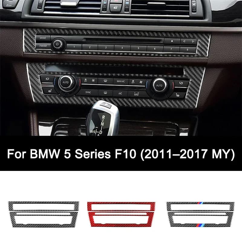 Per BMW Serie 5 F10 (2011–2017 MY), adesivo per pannello CD di controllo centrale per auto in fibra di carbonio premium, accessori auto personalizzati