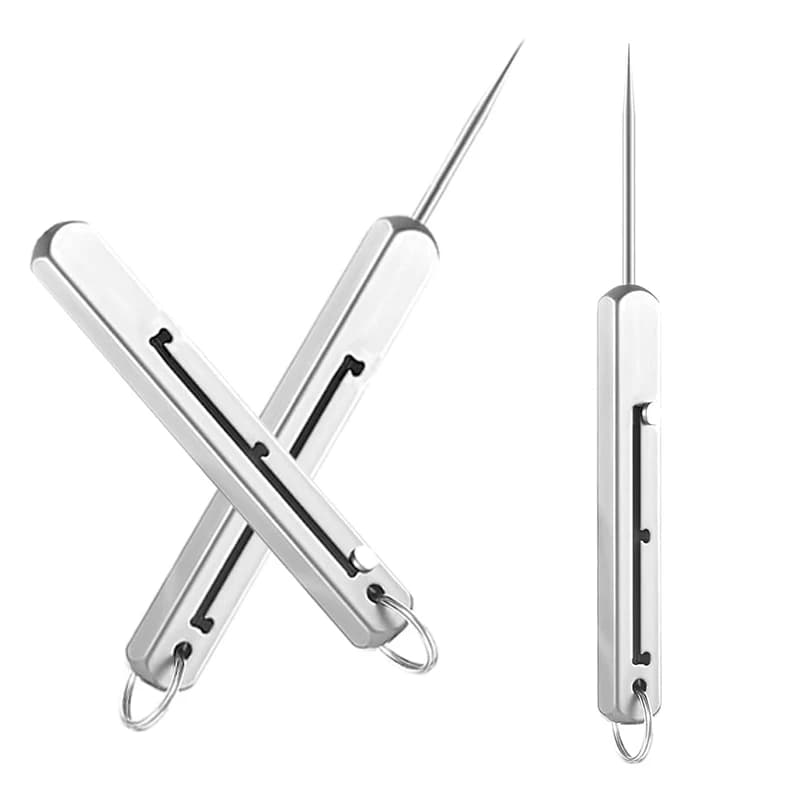 1pc portatile stuzzicadenti a molla in titanio tasca in metallo ciondolo chiave stuzzicadenti push-pull per campeggio picnic all'aperto