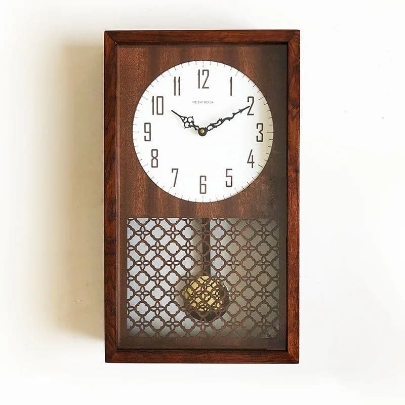 Log wall clock, retro quartz clock, rectangular seat hanging dual-purpose swing clock