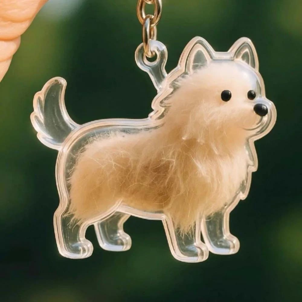 Clear Acrylic Keychain, Cat Hair Capsule, Handmade Rabbit Hair Bearing Box, Cute and Elegant