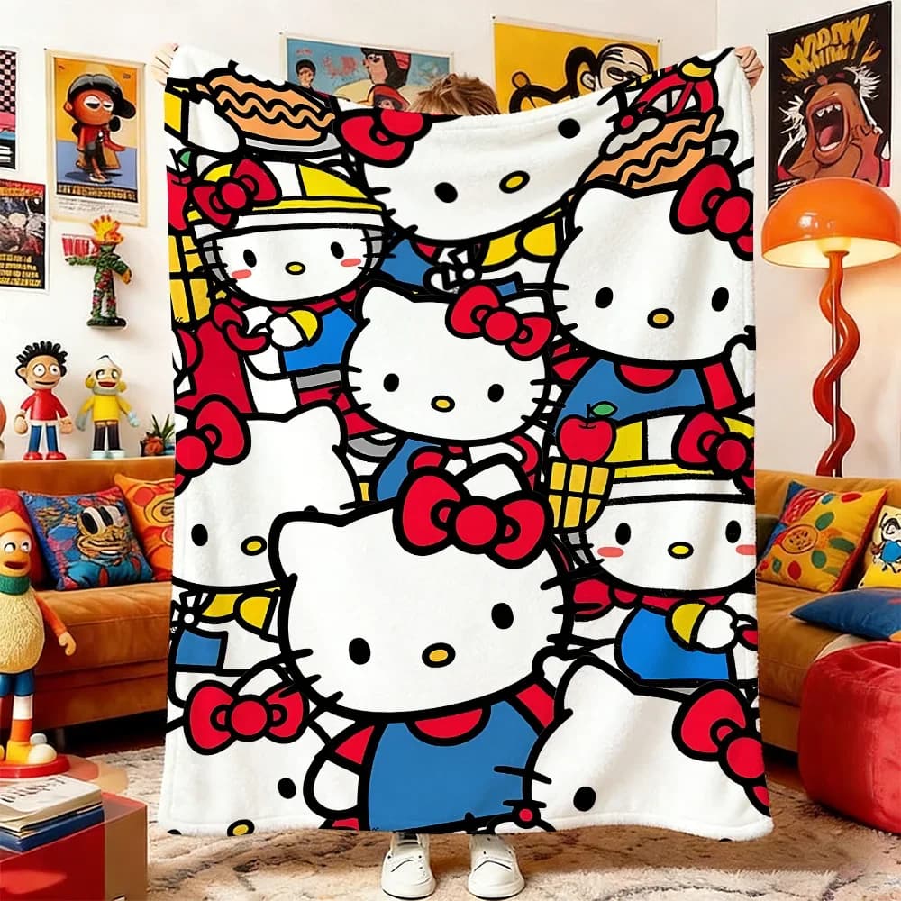 Coperte Hello Kitty per Letto Matrimoniale, Coperta per Divano, Decorazione Casa, Copriletto da Campeggio, Coperta per Picnic