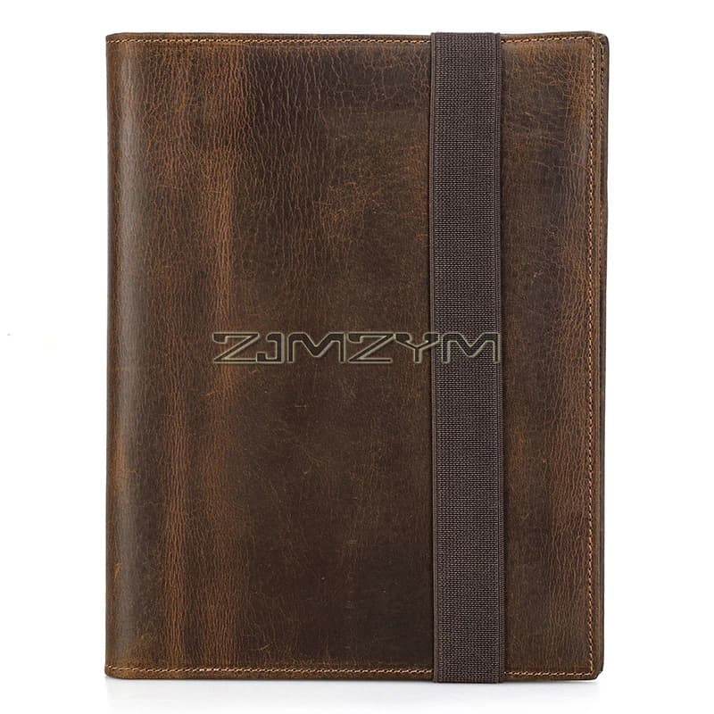 Vintage Crazy Horse Leather Notebook Portfolio For iPad Mini Case A5 Book Travel File Folder Office School Stationery Supply