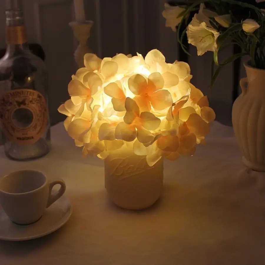 Lampada da Tavolo, Regalo Decorativo per Capodanno, Design Coreano, Luce Notturna LED da Scrivania per Arredamento Soggiorno, Fiore con Vaso