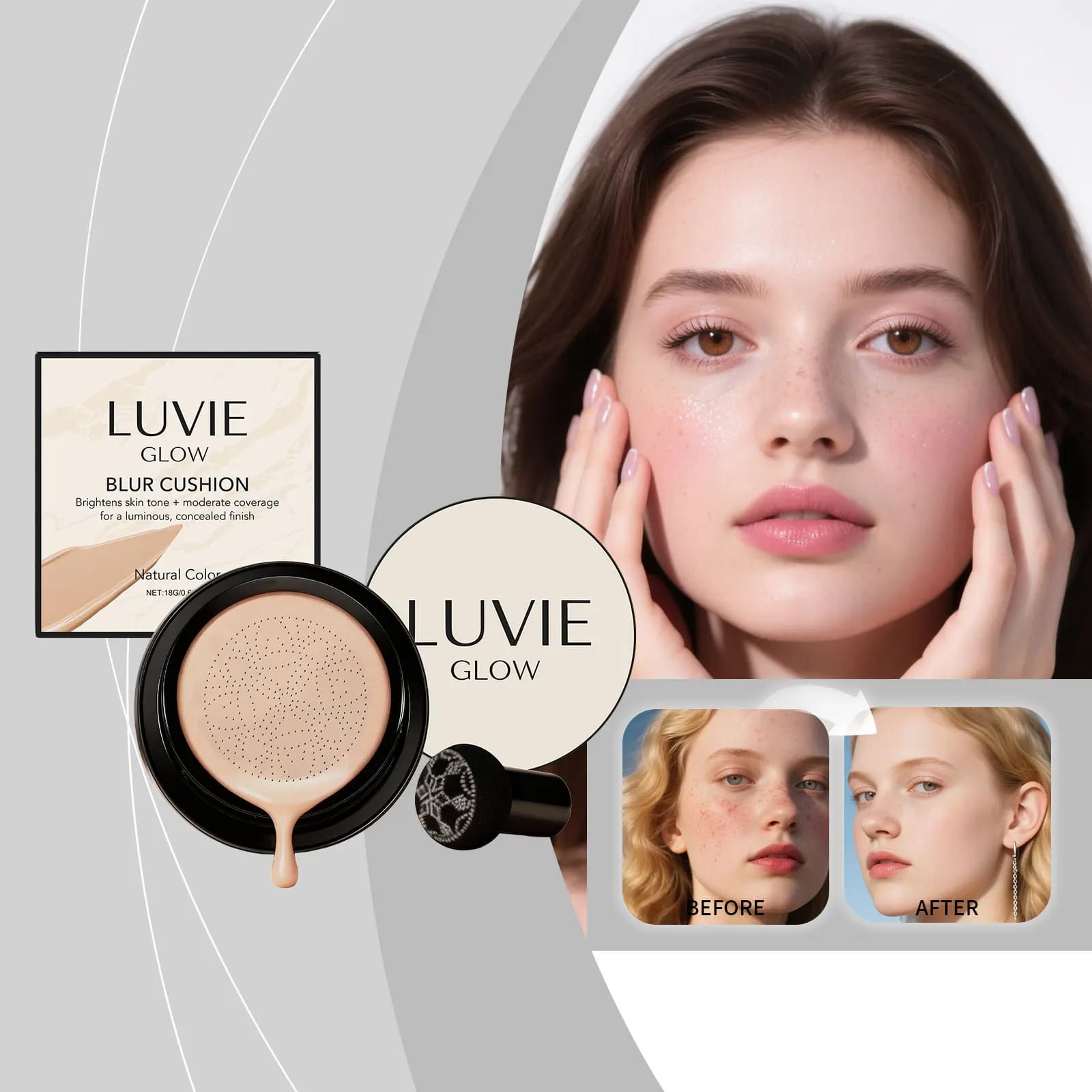 Testa a fungo Cuscino d'aria Impermeabile a lunga durata Controllo olio Idratante Base per trucco impermeabile a lunga tenuta Correttore CC Cream