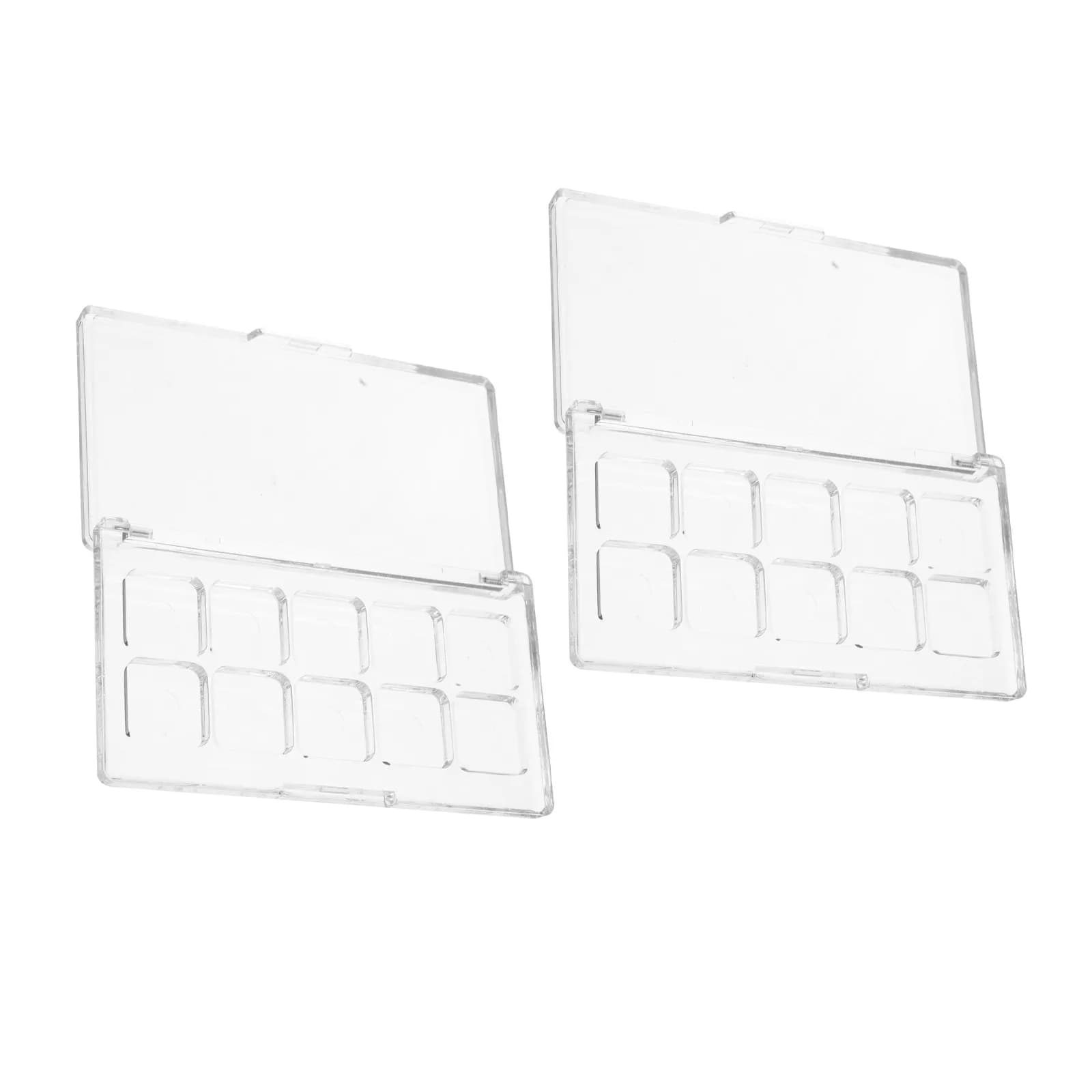2 Pezzi Contenitore Trasparente per Ombretti e Rossetti, Organizer Portatile Vuoto per Trucchi, Scatola di Stoccaggio Compatta da Viaggio con 10 Scomparti per Blush