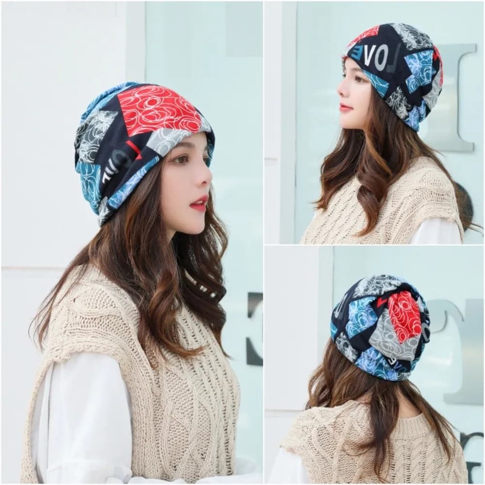 Fashion Cartoon Knitted Woolen Scarf Thickened Cold-proof Cover Head Cap Keep Warm Windproof Ear Protection Hat Outdoor