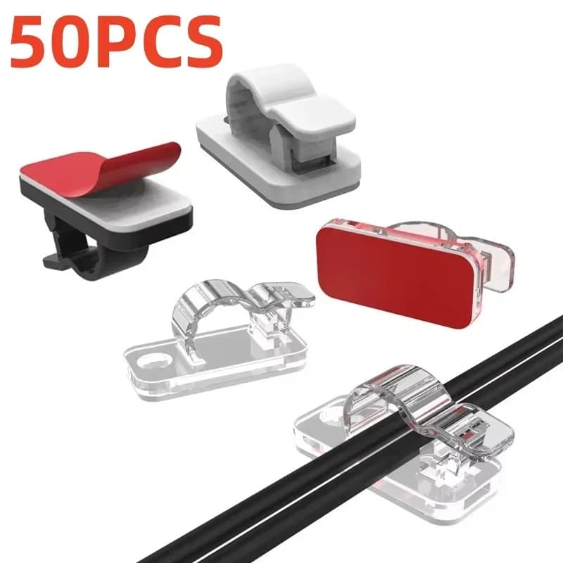 Clip per organizer per cavi USB Supporto per avvolgicavo Auricolare Cavo per mouse Clip Protezione Gestione Ganci adesivi Morsetto da scrivania