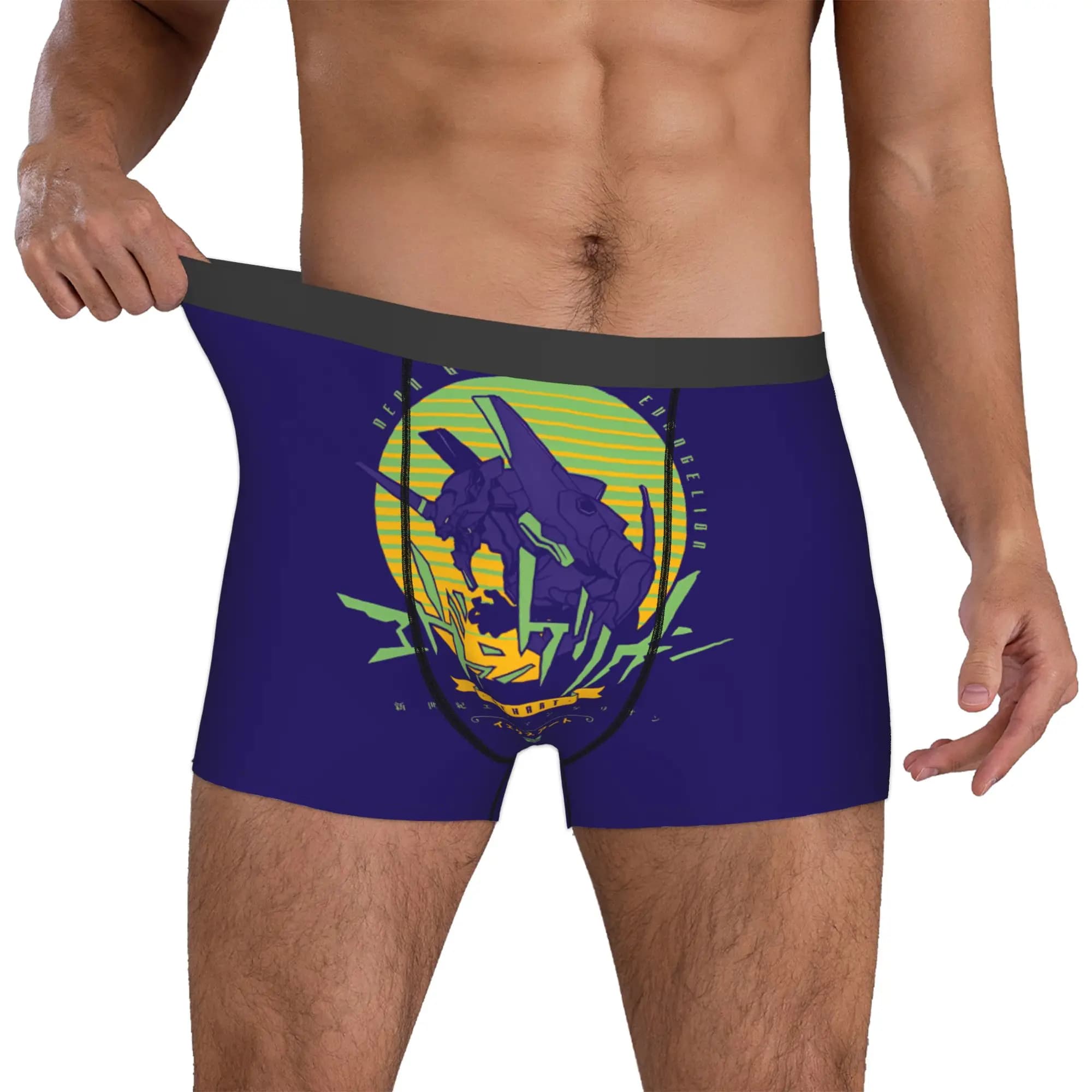 Cool E-Evangelions Boxers Shorts Panties Men's Underpants Breathable Mecha Style Doomsday Animation Briefs Underwear