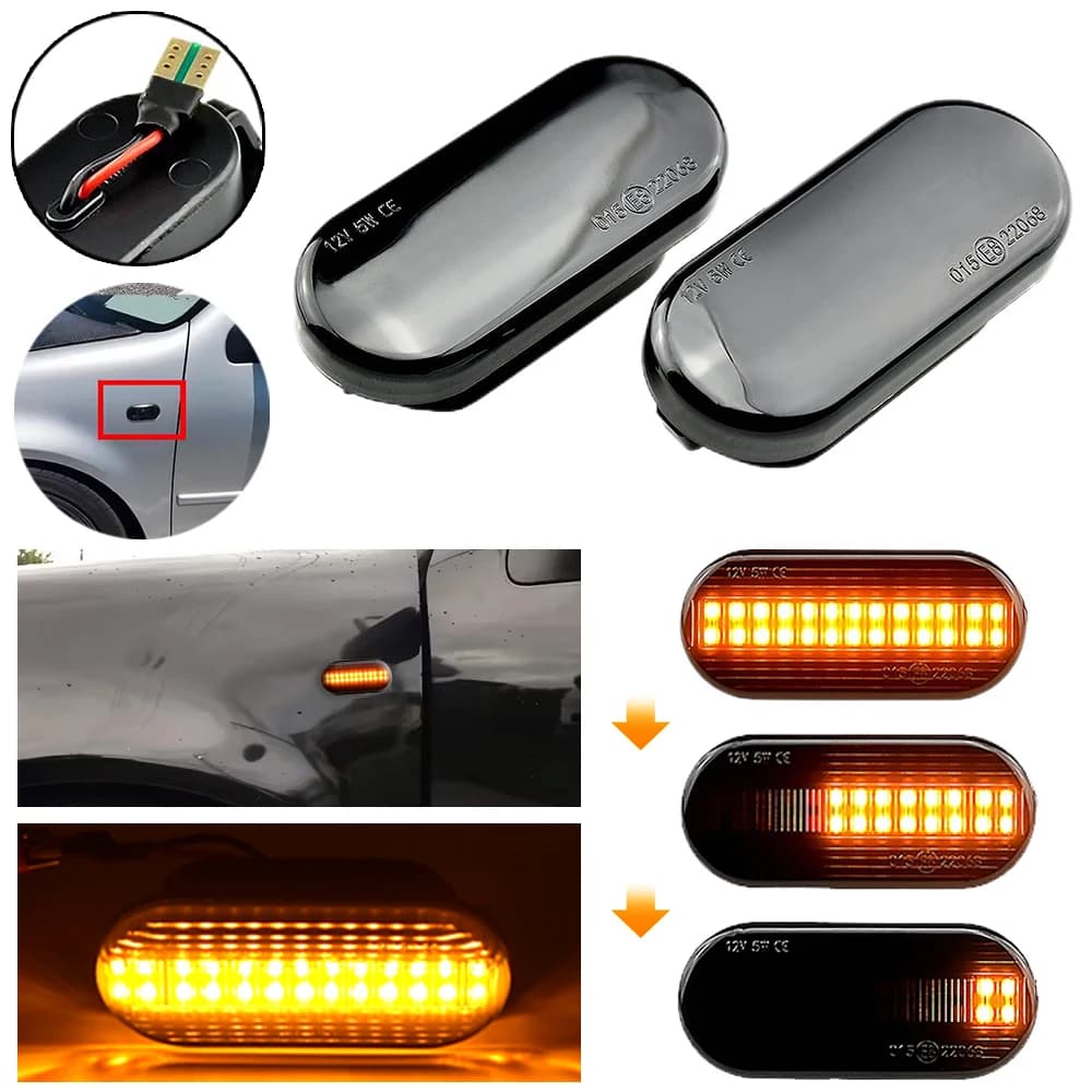 2 pezzi indicatore laterale LED a scorrimento dinamico indicatore di direzione per Vw Transporter T5 Polo Golf 3 4 Passat B5 Sharan Lupo Bora Multivan