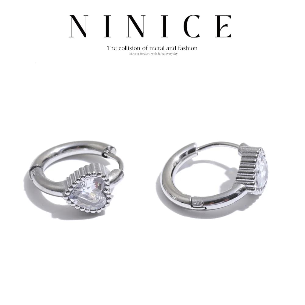 NiNice Stainless Steel Hoop Earrings Hypoallergenic Cubic Zirconia Heart Love Charm Fashion Ear Jewelry Recommend
