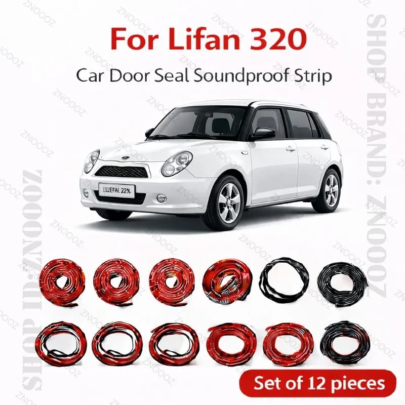 Set di 12 Guarnizioni per Portiere Auto Lifan 320, Striscia in Gomma a Doppio Strato Insonorizzante, Antipolvere e Impermeabile