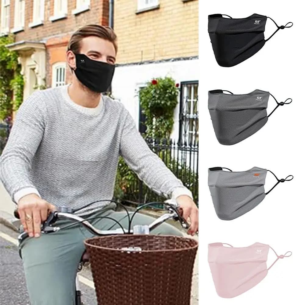 Maschera protettiva in nylon per il viso, protezione solare, lavabile, traspirante, in seta ghiacciata, riutilizzabile, tinta unita, maschera solare.