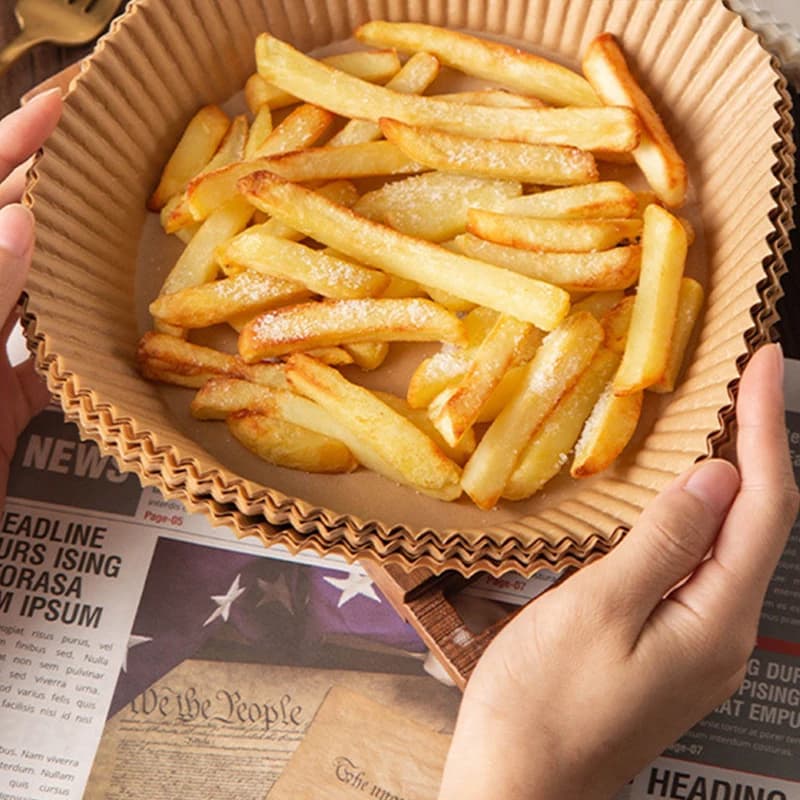 25/50pcs Friggitrice Ad Aria Fodere di Carta Usa E Getta Cestino Antiaderente A Prova di Olio Pergamena Rotonda Airfryer Carta Da Forno Accessori Da Cucina
