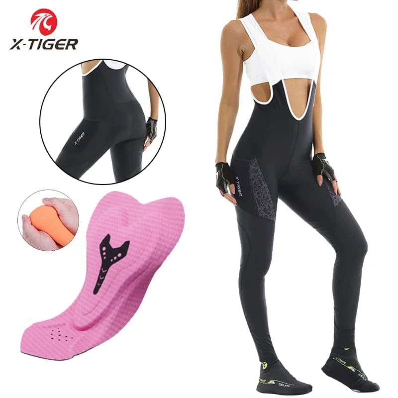 X-TIGER pantaloni da bici imbottiti collant lunghi da donna UPF 50 + pantaloni da ciclismo da donna con tasche camicette da ciclismo da donna primavera estate
