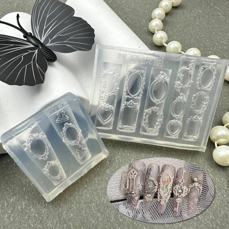 Mini cornice per foto a forma di stampo per unghie in silicone per timbratura delle unghie Unghie per unghie fai da te Design per salone di bellezza Strumento per manicure stereoscopico