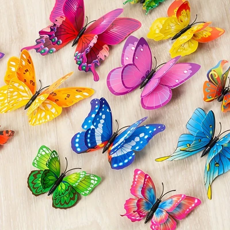 Nuovi 12 pezzi 3D adesivi murali farfalle a doppio strato Decorazioni per il soggiorno Matrimonio Decorazione della camera dei bambini Adesivi magnetici per arte della parete fai da te