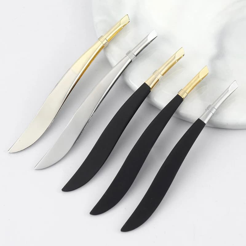 Eyebrows tweezers, stainless steel tweezers, fake eyelashes, eyebrow shaping with oblique edges, beard cutting, beauty tools and makeup