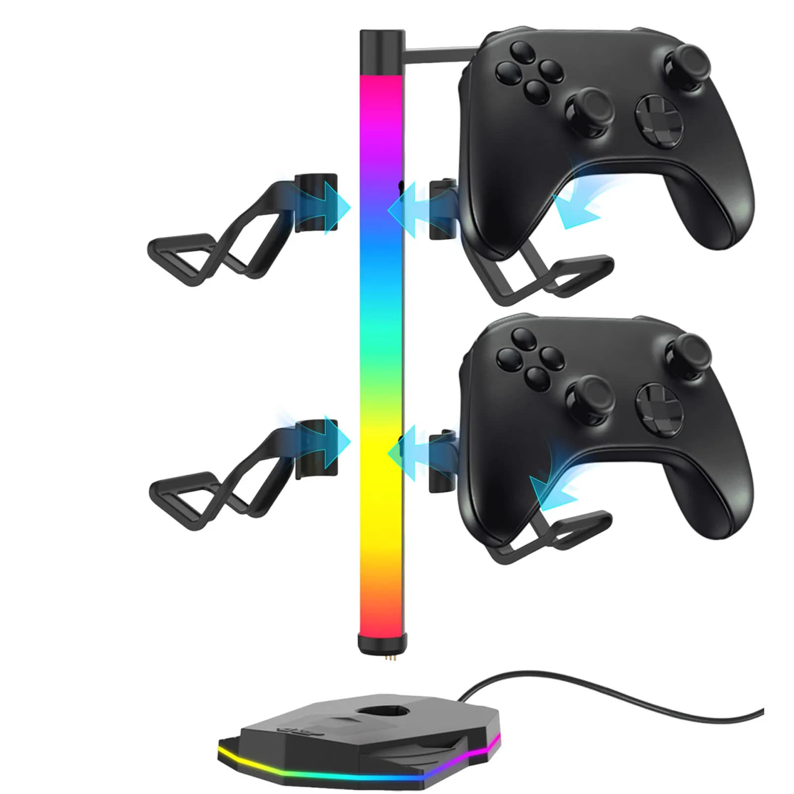 Supporto per Controller e Cuffie con Luce RGB, Porta Cuffie Antiscivolo, Espositore per Auricolari, Accessori per Gaming
