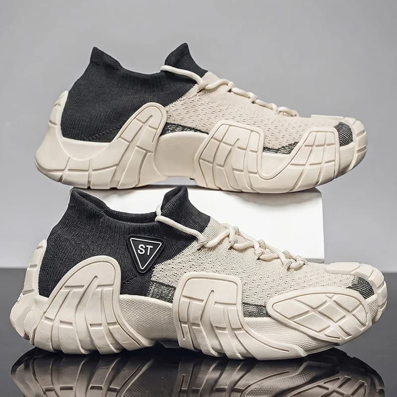 Heel Support Men Sneakers Summer Breathable Mesh Anti-slip Running Shoes for Active Men Daily Outdoor Wear