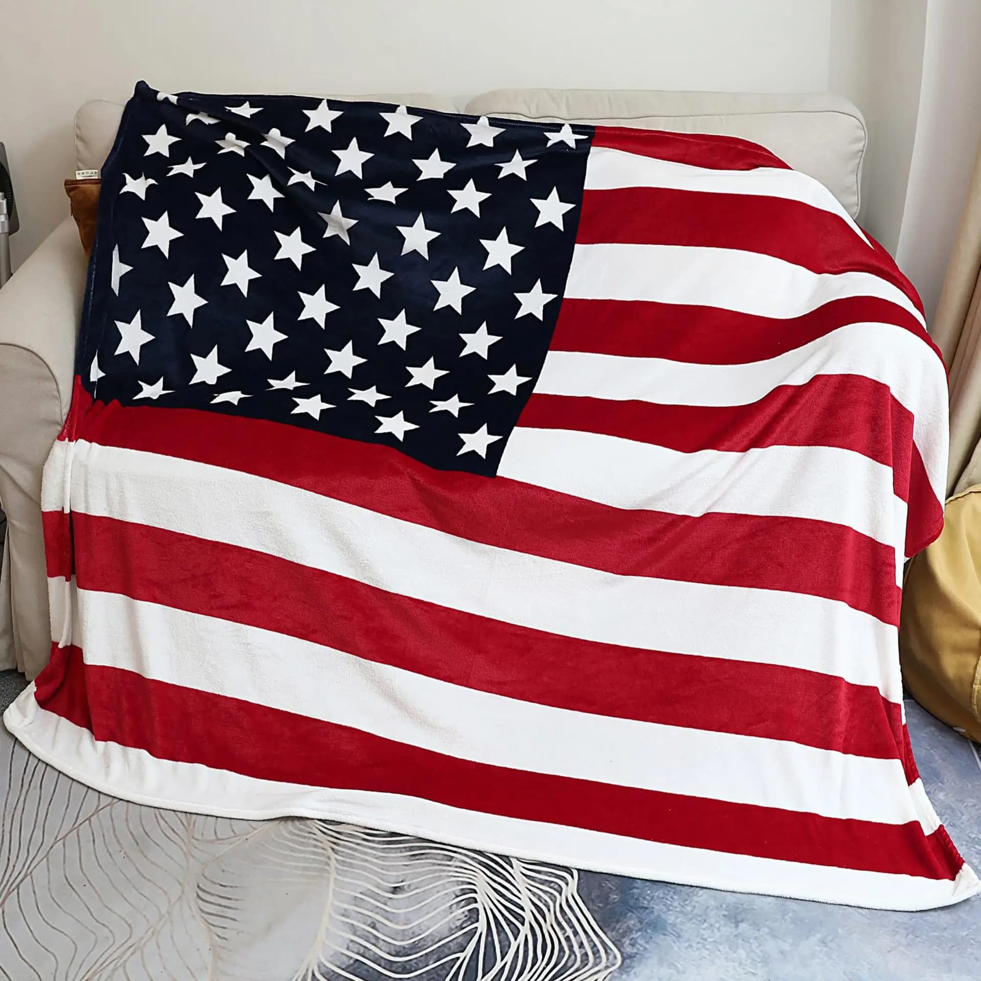 bandiera degli Stati Uniti Coperta stampata per divano, viaggio, campeggio, soggiorno, ufficio, coperta condizionata per regali per tutte le stagioni