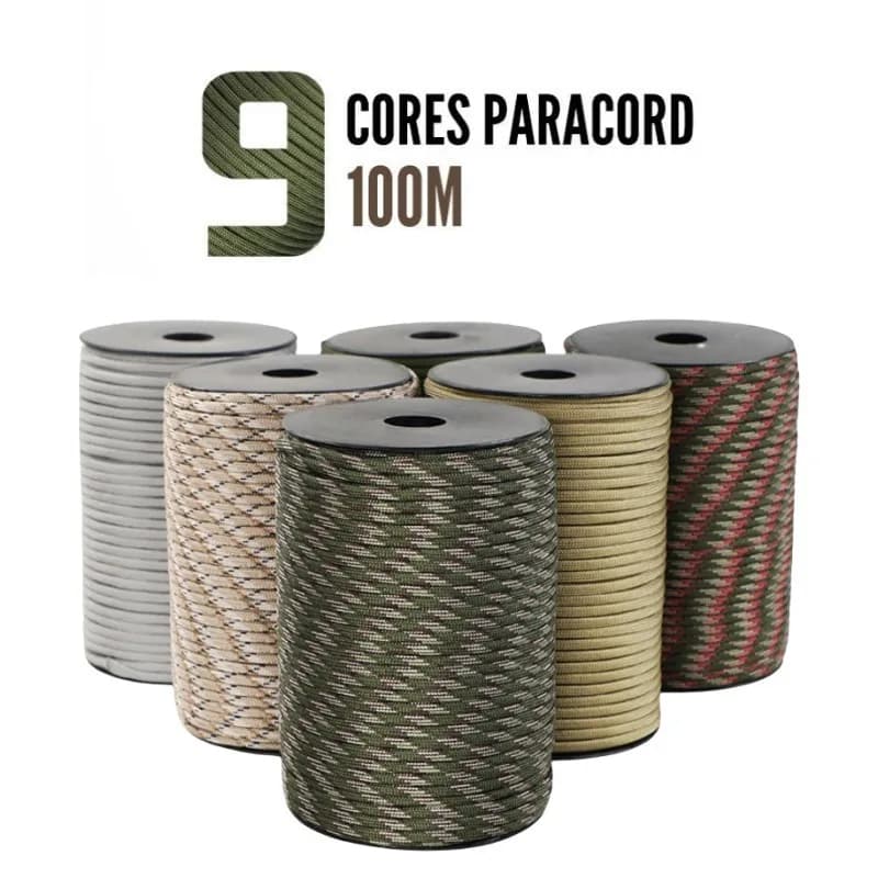 Corda Paracord 9-Core Military Standard 550 from 100M/50M, 4mm Exterior Parade, Tent Strap and Survival Parade