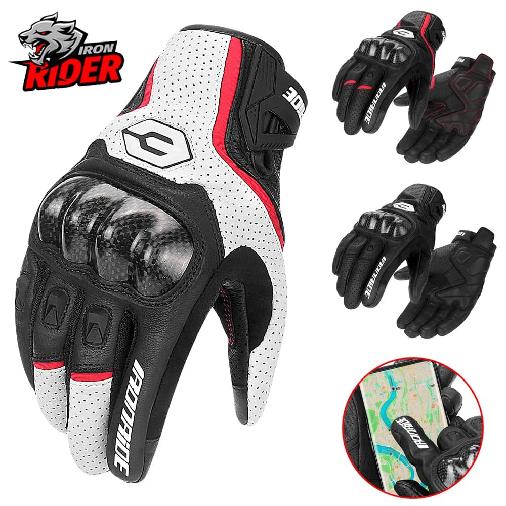 Guanti da moto estivi Guanti da motocross traspiranti traforati Equipaggiamento protettivo antiscivolo Guanti touch screen da moto M-2XL