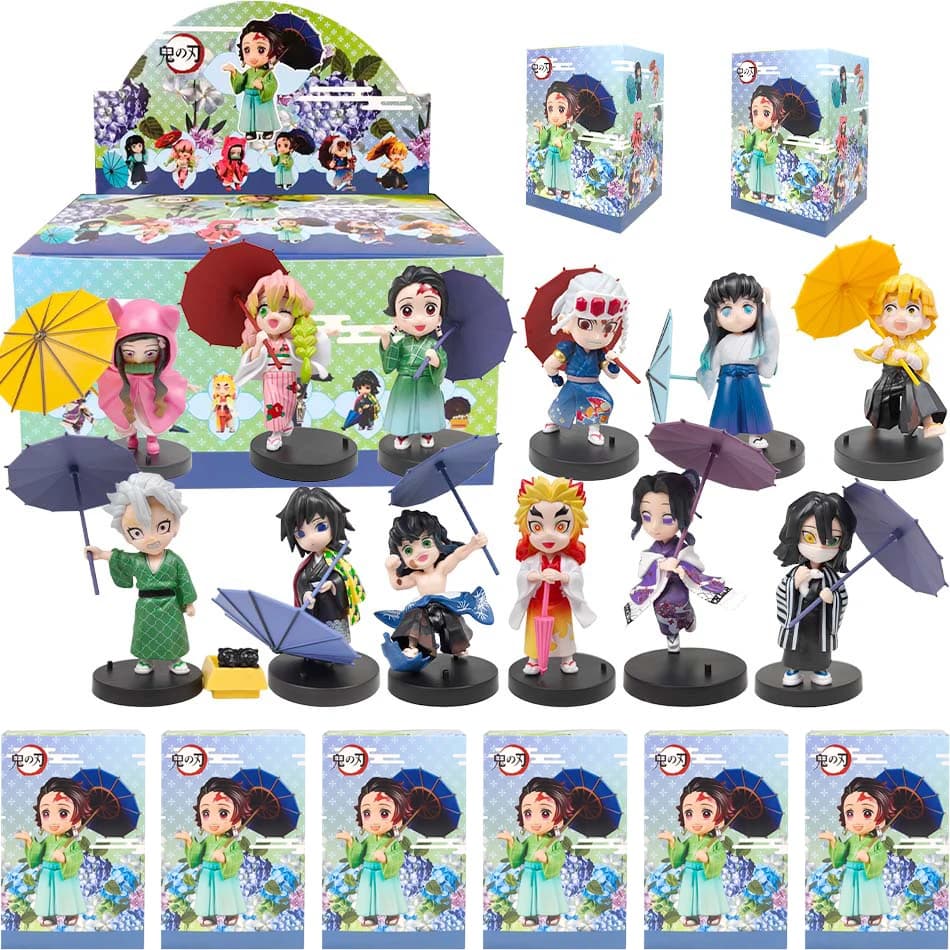 Nuove Figure Anime Demon Slayer, Statuette Kimetsu No Yaiba, Serie Plum Rain, Blind Box, Action Figure Guerriero, Modellini Giocattolo